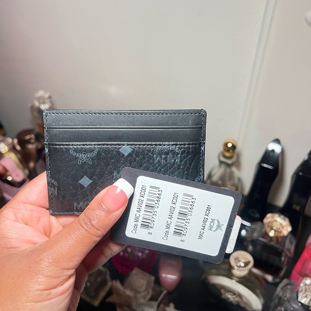 MCM Textured Black Leather Card Holder